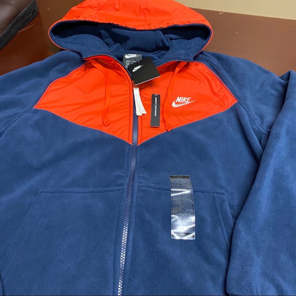COPY - Nike Full Zip Hoodie Polar Fleece Navy HabaneroRed - Picture 2 of 6